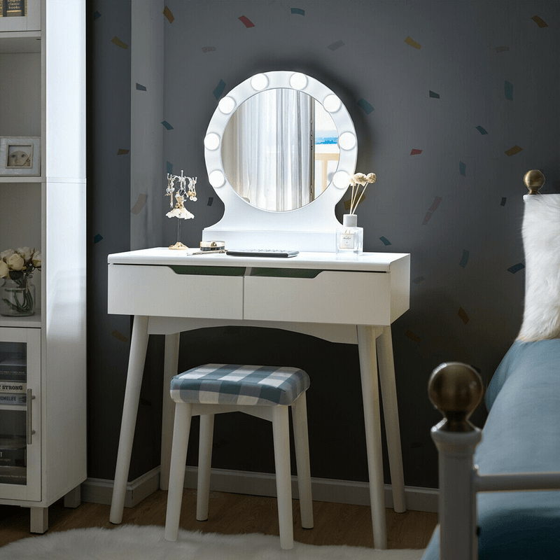 Cyrilmagnin Makeup Vanity Set with Stool and Mirror