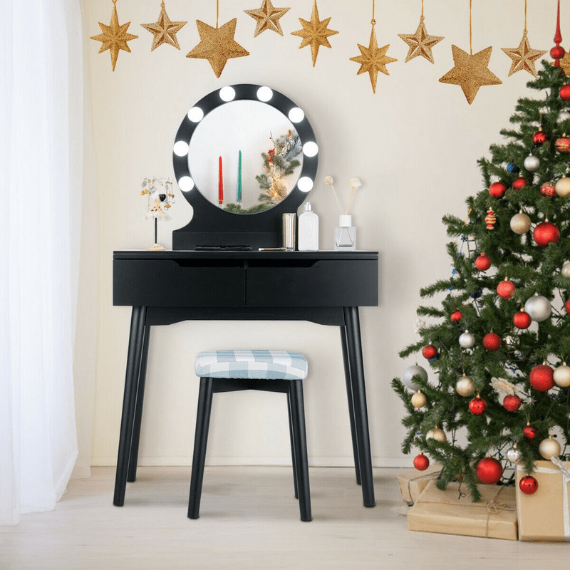 Cyrilmagnin Makeup Vanity Set with Stool and Mirror