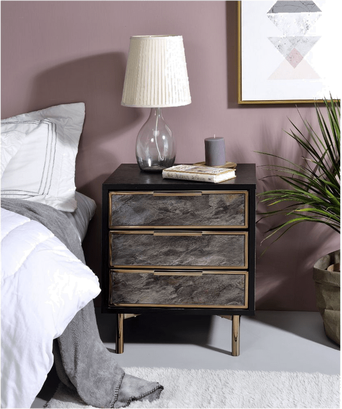 Geraint 3 - Drawer Nightstand in Brown