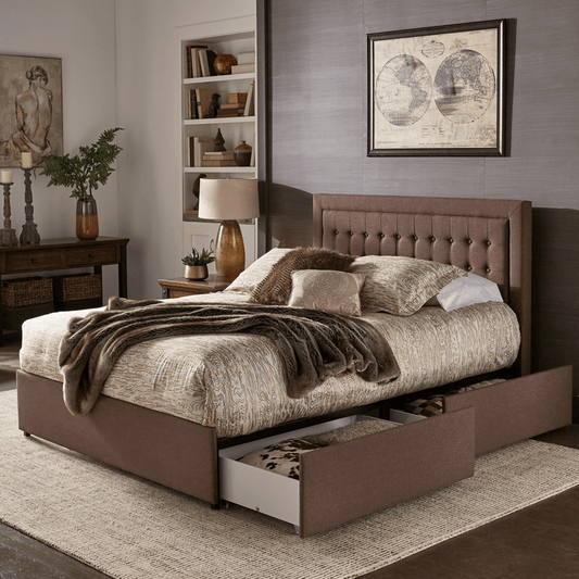 Aderyn Tufted Upholstered Low Profile Storage Platform Bed