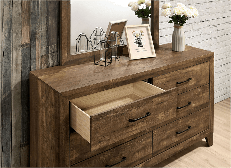 Kidham 6 Drawer 58.5" W Double Dresser with Mirror