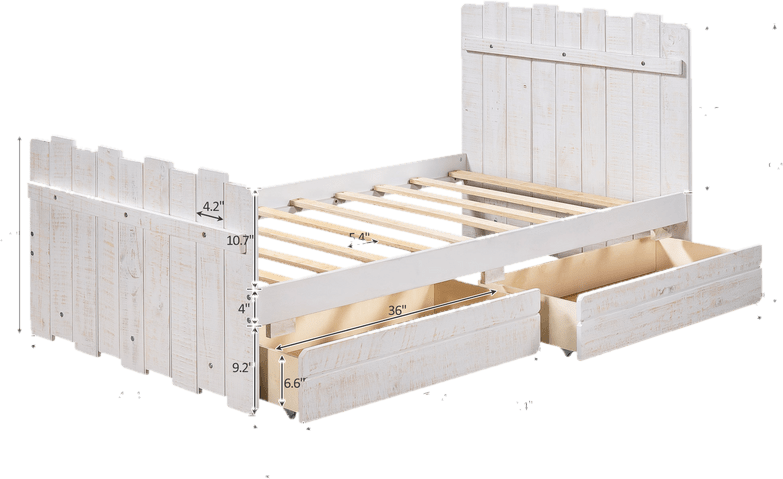 Nobemall Twin/Full Size Platform Bed With Drawer, Gray