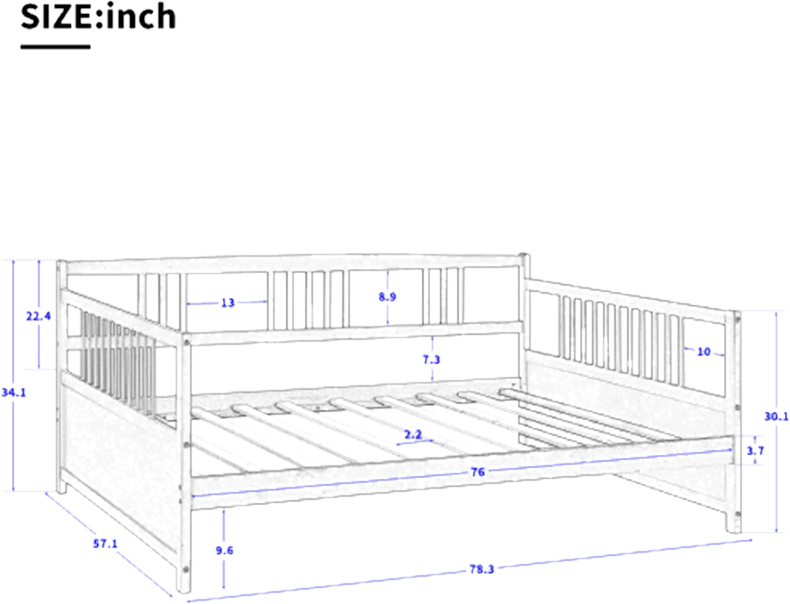 Khallia Solid Wood Daybed
