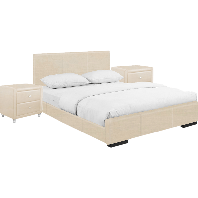 Dumfries Upholstered Platform 3 Piece Bedroom Set - Queen Size