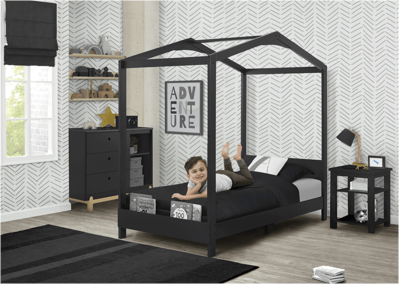 Twin Solid Wood Platform Standard Bed with Shelves by Delta Children