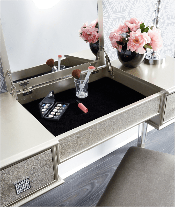 Lonnix Vanity Set with Stool and Mirror