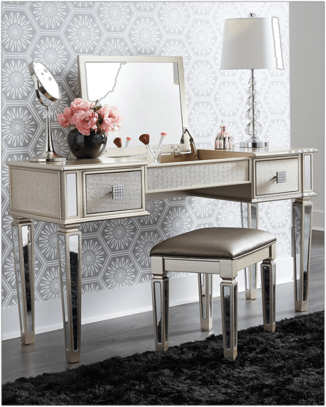 Lonnix Vanity Set with Stool and Mirror