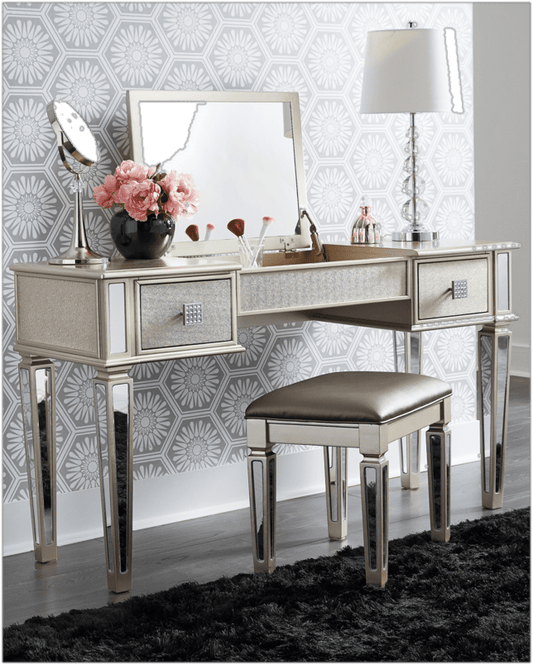 Lonnix Vanity Set with Stool and Mirror