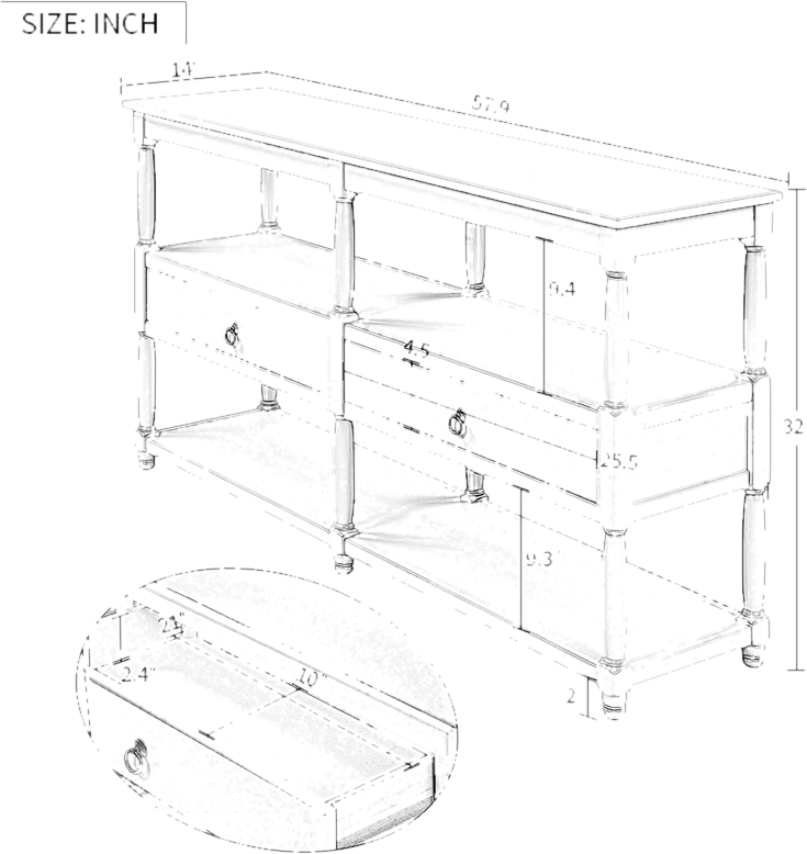 Meryl 57.9'' Solid Wood Console Table