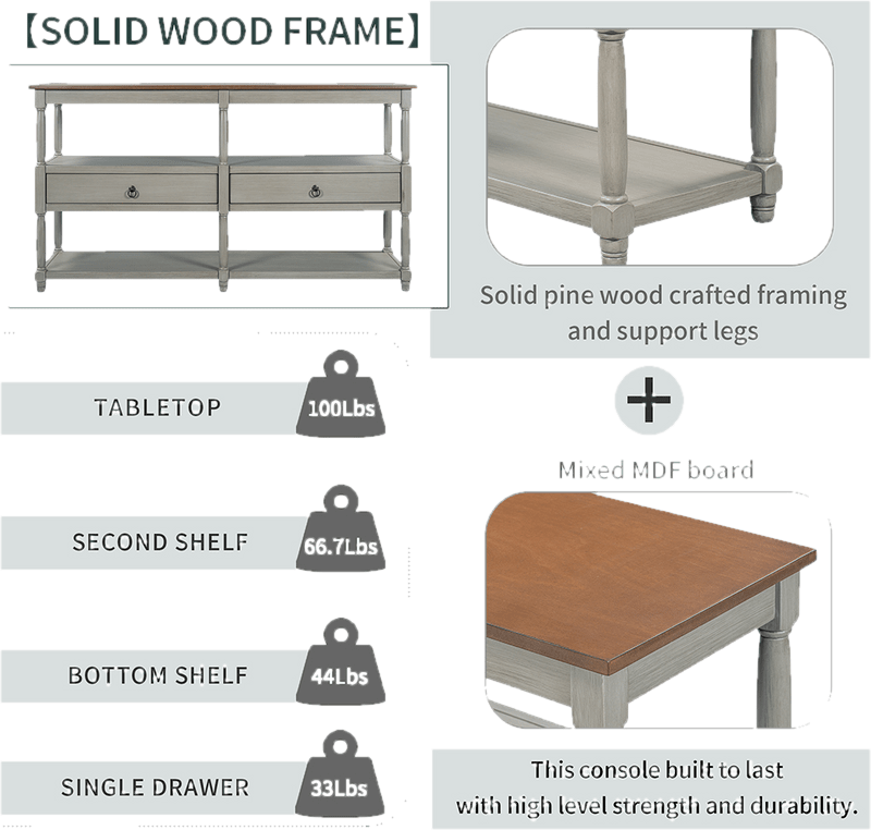 Meryl 57.9'' Solid Wood Console Table