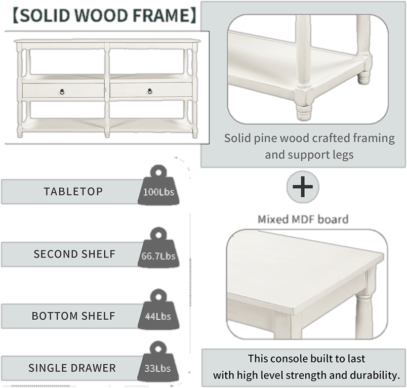 Meryl 57.9'' Solid Wood Console Table