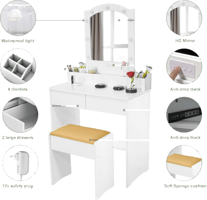 Nole Vanity Set with Mirror