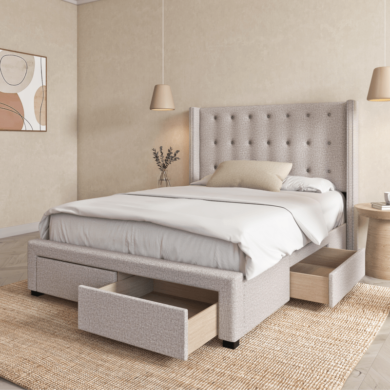 Aadya Tufted Upholstered Storage Standard Bed