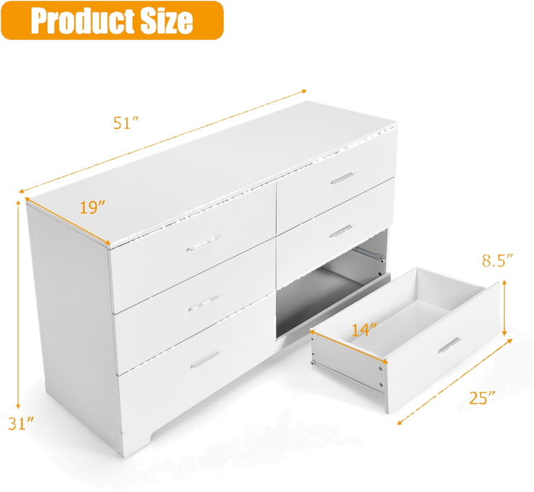 6 Drawer 51" W Double Dresser