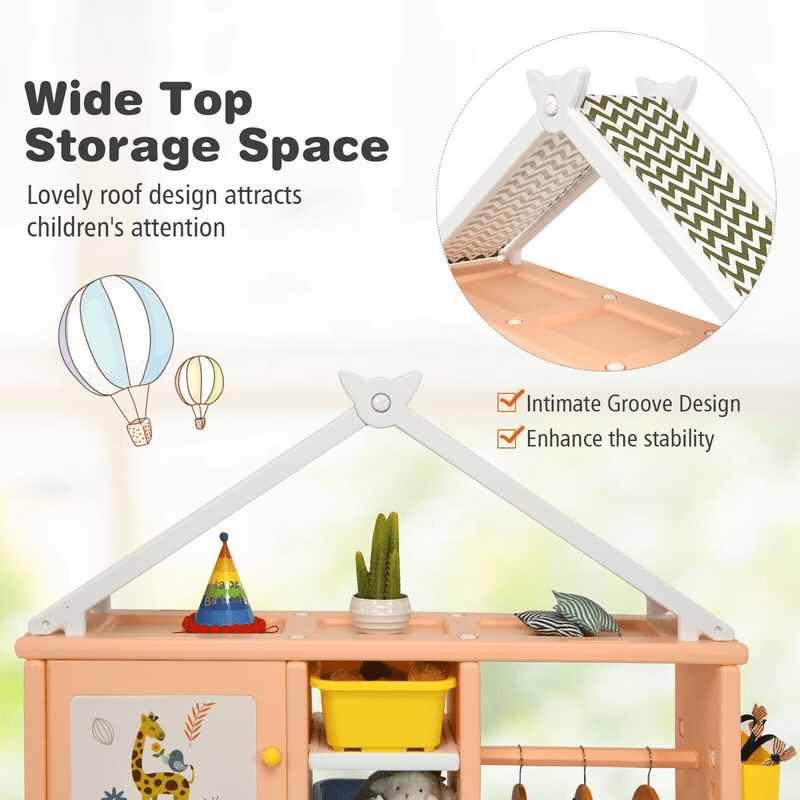 Kids Wardrobe Costume Storage Closet Pretend Dresser Hanging Armoire