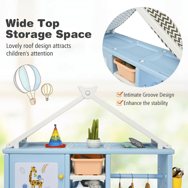 Kids Wardrobe Costume Storage Closet Pretend Dresser Hanging Armoire