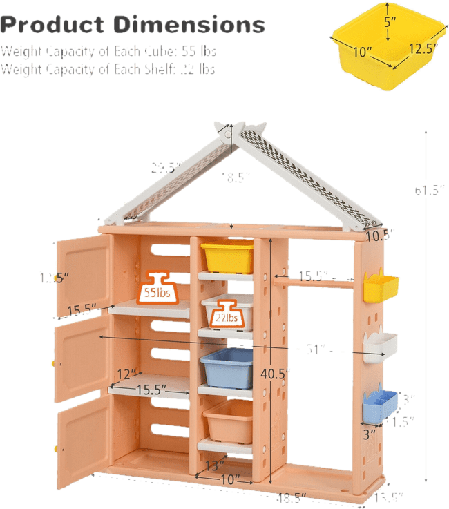 Kids Wardrobe Costume Storage Closet Pretend Dresser Hanging Armoire