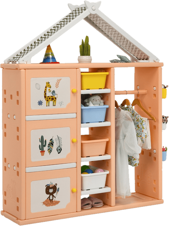 Kids Wardrobe Costume Storage Closet Pretend Dresser Hanging Armoire