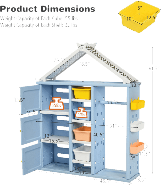 Kids Wardrobe Costume Storage Closet Pretend Dresser Hanging Armoire