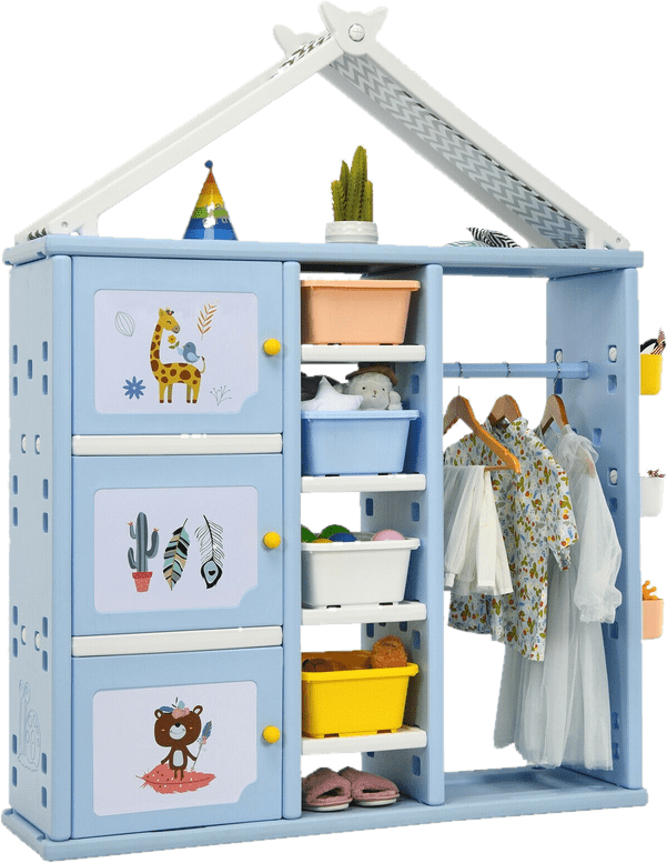Kids Wardrobe Costume Storage Closet Pretend Dresser Hanging Armoire