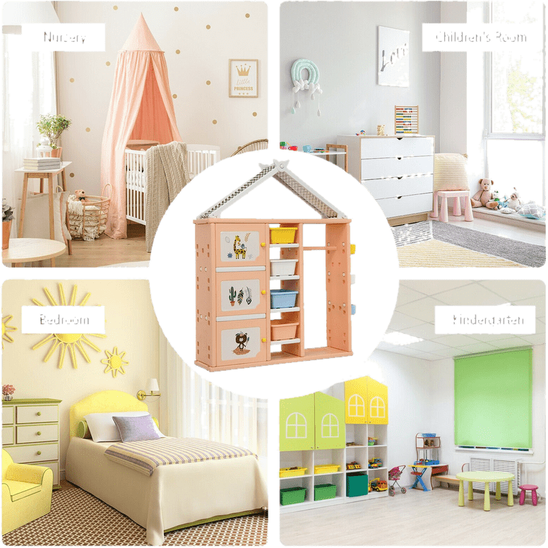 Kids Wardrobe Costume Storage Closet Pretend Dresser Hanging Armoire