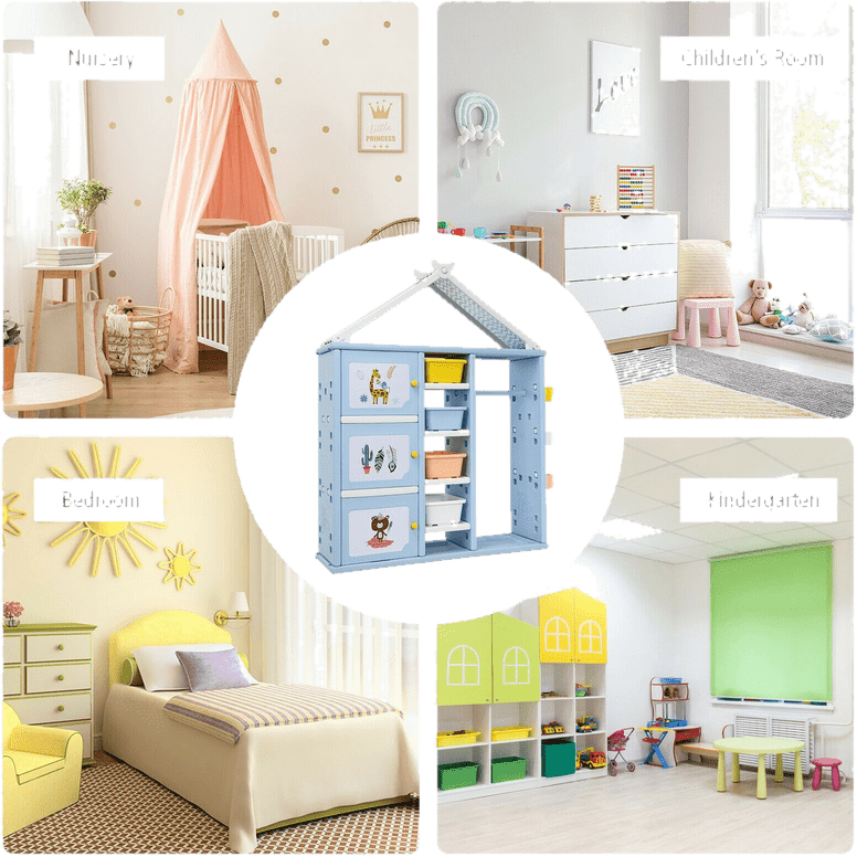 Kids Wardrobe Costume Storage Closet Pretend Dresser Hanging Armoire