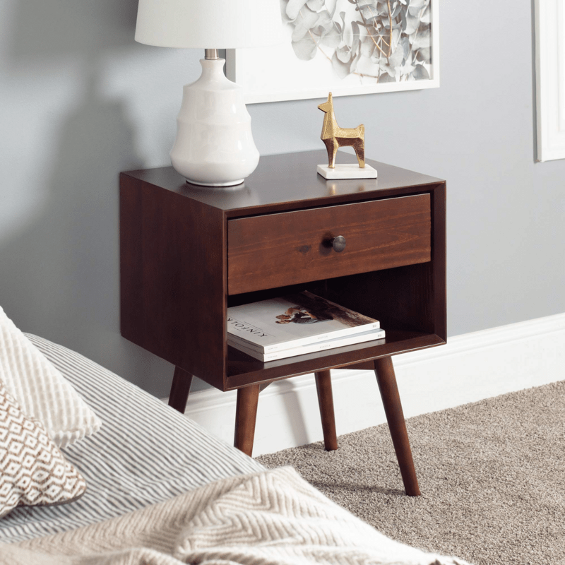 Modern Wood Nightstand Side Table 1 Drawer