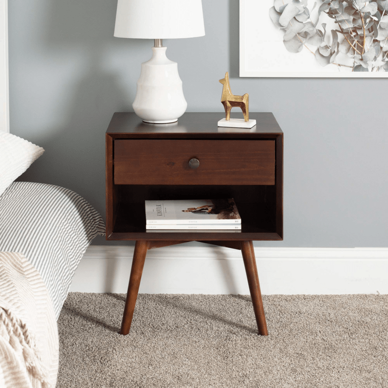Modern Wood Nightstand Side Table 1 Drawer