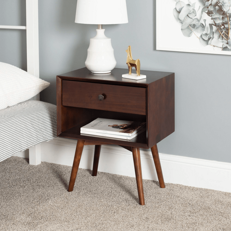 Modern Wood Nightstand Side Table 1 Drawer