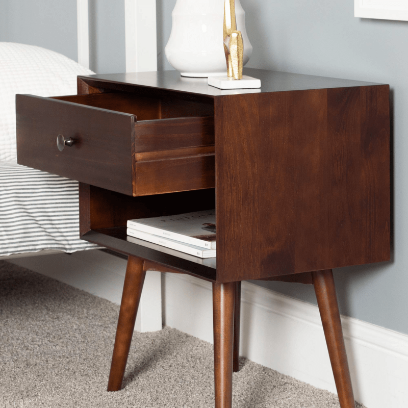 Modern Wood Nightstand Side Table 1 Drawer