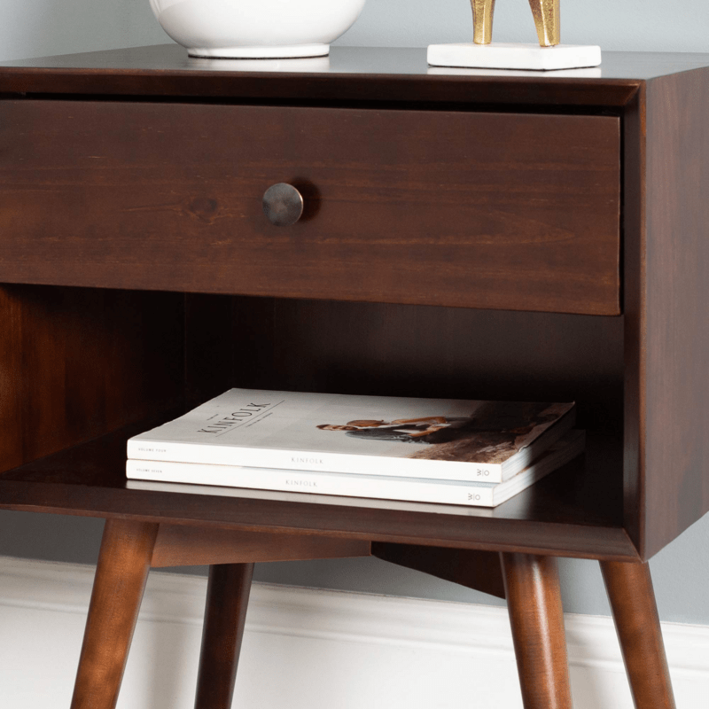 Modern Wood Nightstand Side Table 1 Drawer