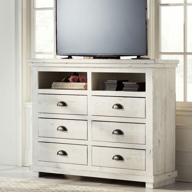 Lockridge 6 Drawer 48" W Solid Wood Media Double Dresser