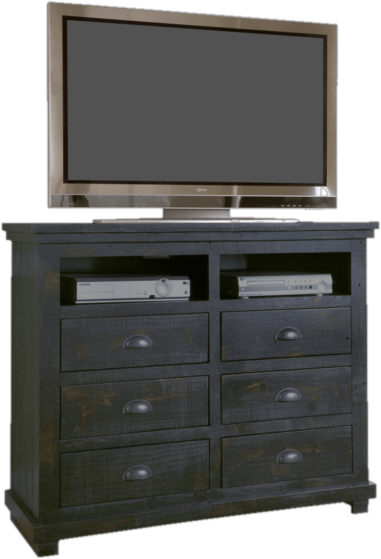 Lockridge 6 Drawer 48" W Solid Wood Media Double Dresser