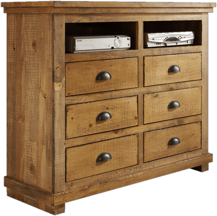 Lockridge 6 Drawer 48" W Solid Wood Media Double Dresser