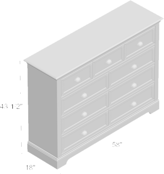 Alicea 9 Drawer 58'' W