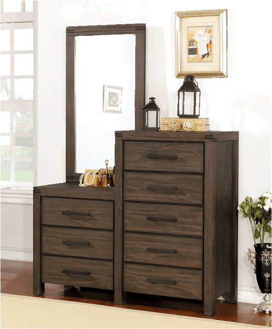 Brogdon 5 Drawer 56'' W Double Dresser with Mirror