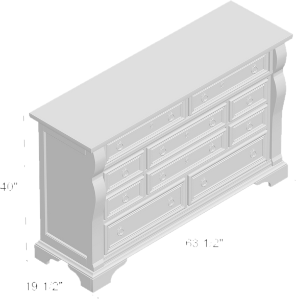 Nott 10 Drawer 64" W Dresser With Mirror