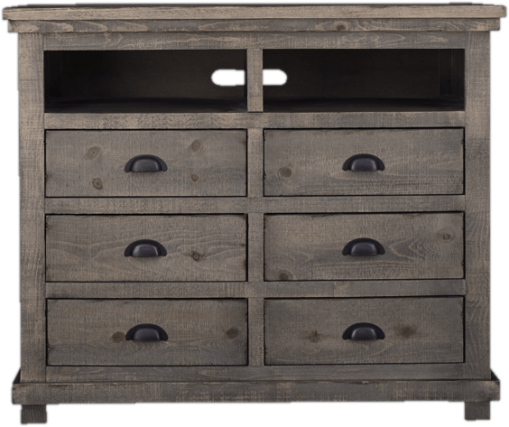 Lockridge 6 Drawer 48" W Solid Wood Media Double Dresser