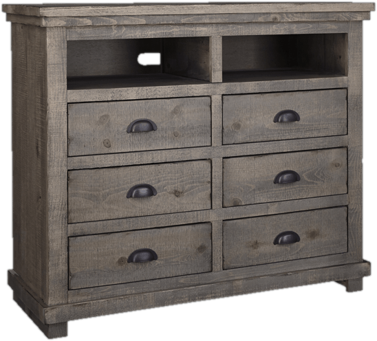 Lockridge 6 Drawer 48" W Solid Wood Media Double Dresser