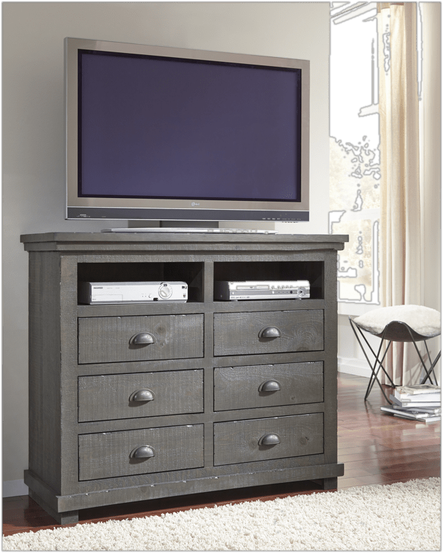 Lockridge 6 Drawer 48" W Solid Wood Media Double Dresser