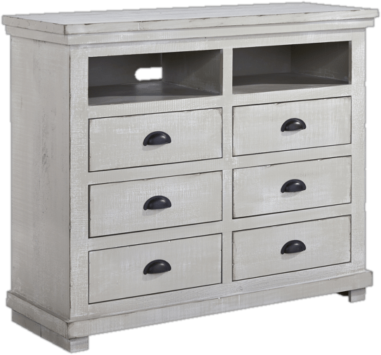 Lockridge 6 Drawer 48" W Solid Wood Media Double Dresser