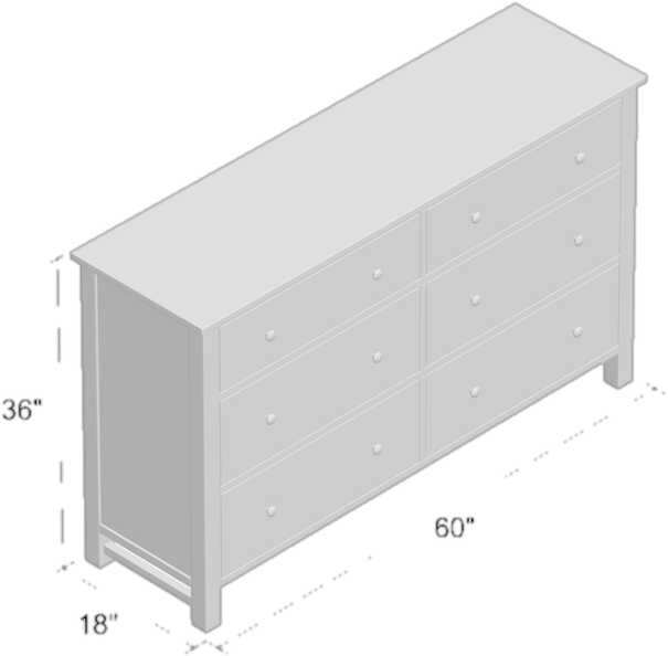 Aguirre 6 Drawer Double Dresser 60" W