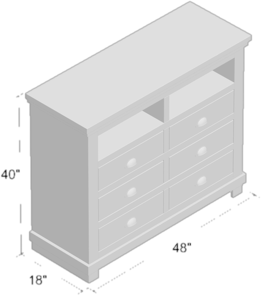 Lockridge 6 Drawer 48" W Solid Wood Media Double Dresser