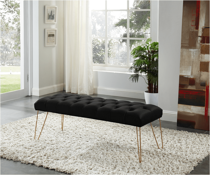 Lowrey Bench With Gold Colored Legs