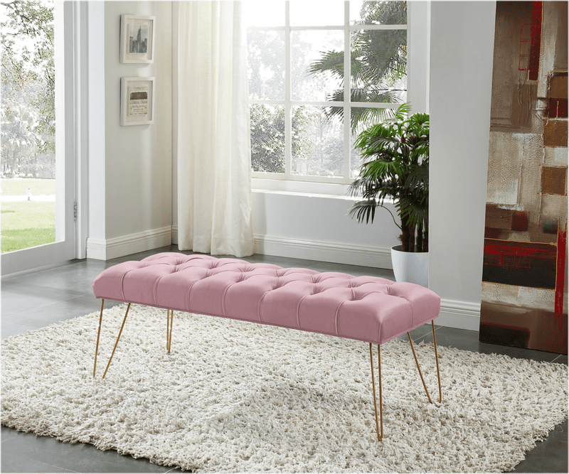 Lowrey Bench With Gold Colored Legs