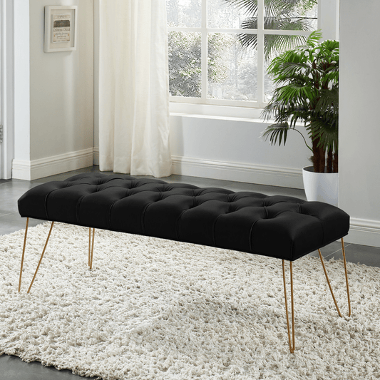 Lowrey Bench With Gold Colored Legs